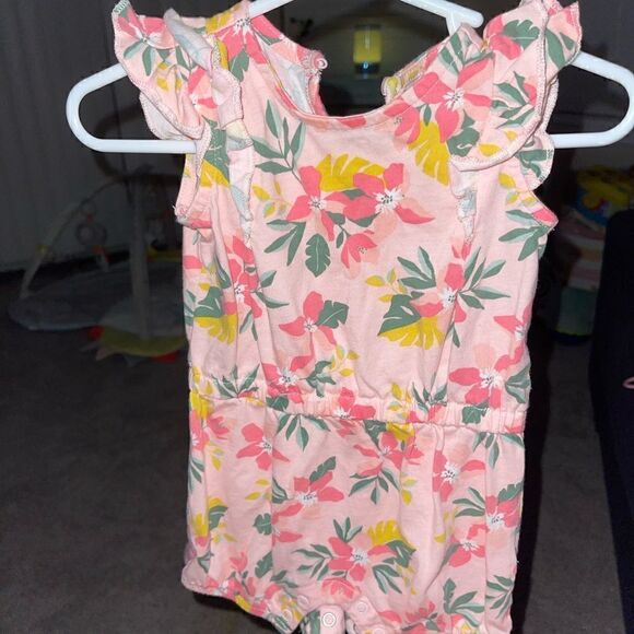 Carters 6M Just One you Link tropical floral print romper w snaps NWOT - Picture 2 of 5
